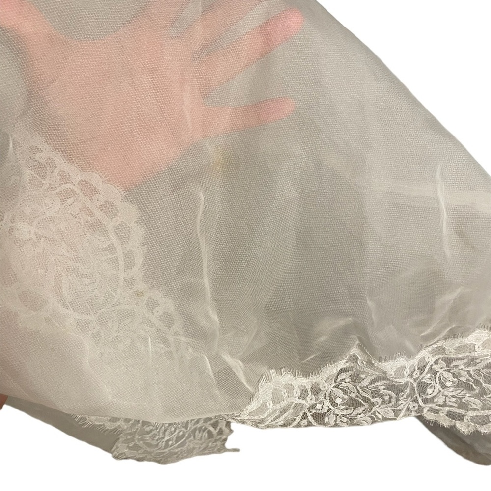 Vintage ALFRED ANGELO EDYTHE VINCENT 1940s 1950s Wedding Dress Tiered Lace SZ S - Picture 12 of 12